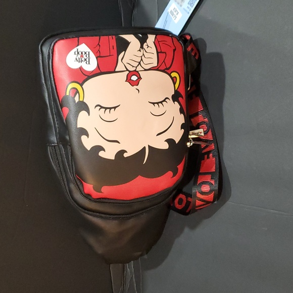 Betty Boop black double compartment Betty boop face printed sling bag‎ - Picture 7 of 8